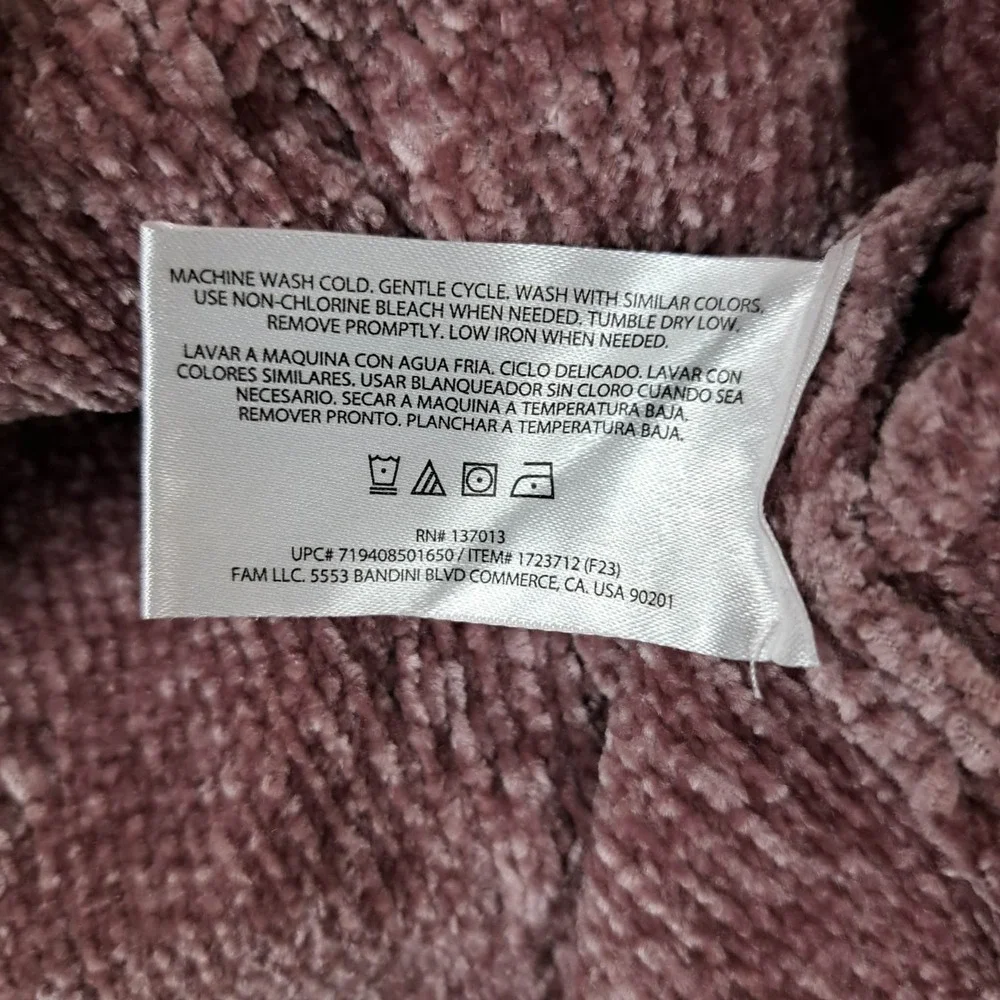 Orvis Chenille Cable Knit Sweater‎ Womens Size Large Mauve Pink Velour Crewneck